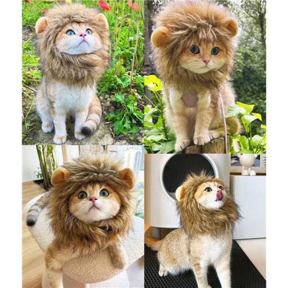 Lion Mane Wig for Cat Costume Pet Adjustable Washable Comfortable Fancy Lion